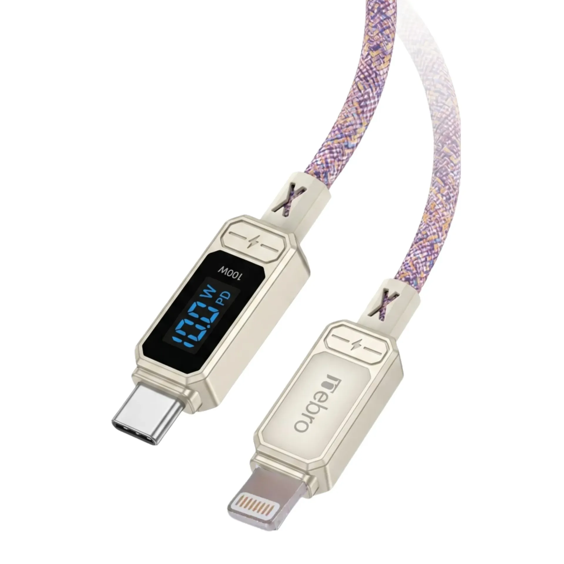 CABLE NEBRO WD-306TL CARGA RAPIDA TRENZADO TIPO-C A LIGHTNING 30W 1.2M