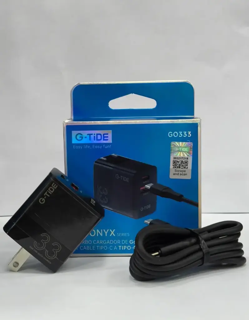 Cargador G-TIDE GO333 combo PD 33W TIPO C A C CABLE 1M