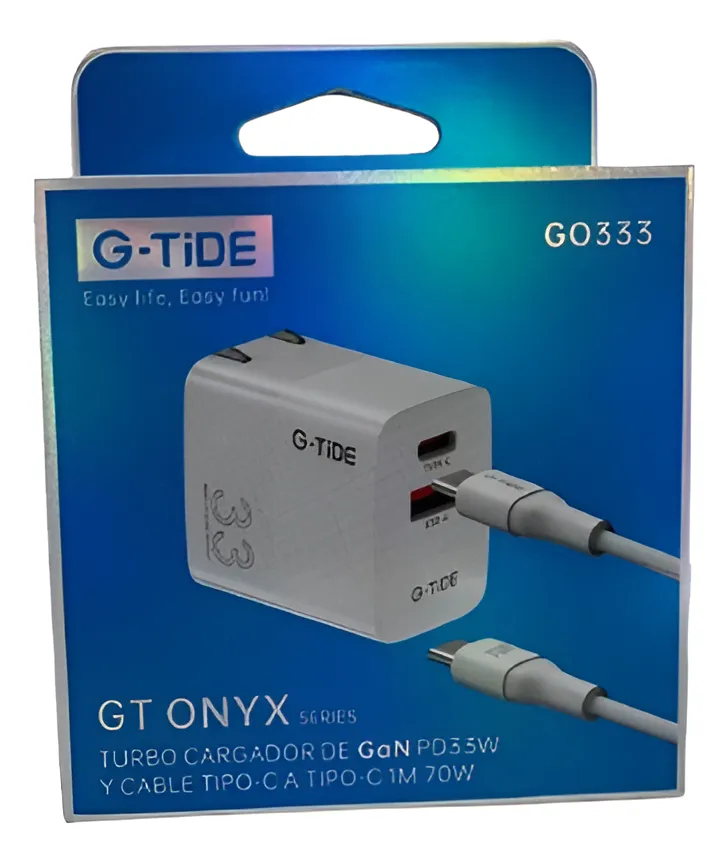 Cargador G-TIDE GO333 combo PD 33W TIPO C A C CABLE 1M