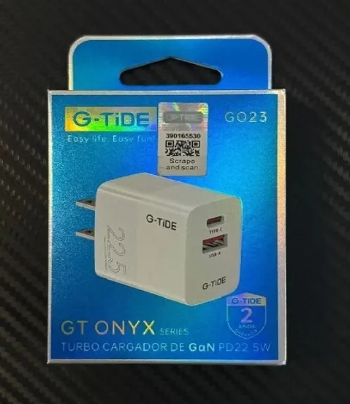 [123486] Cargador cubo G-TIDE GO23 PD 22.5W Salida Tipo C-USB (Negro)