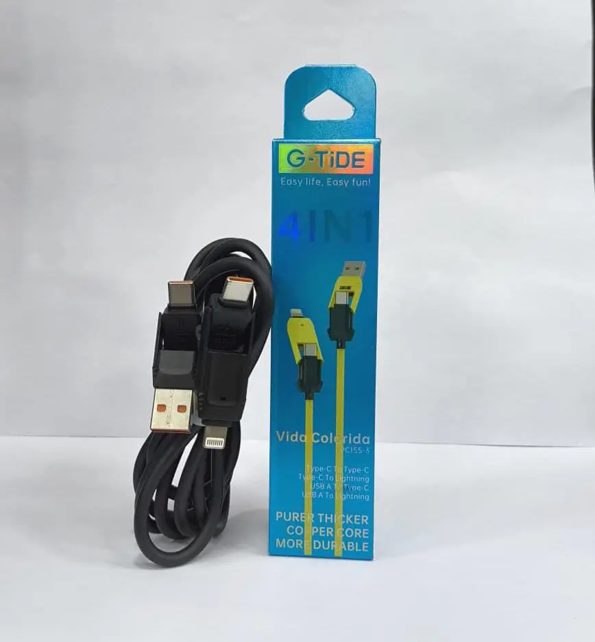 [130199] G-TIDE CABLE PC155-3 VIDA COLORIDA 4 EN 1 1.5M (Negro)