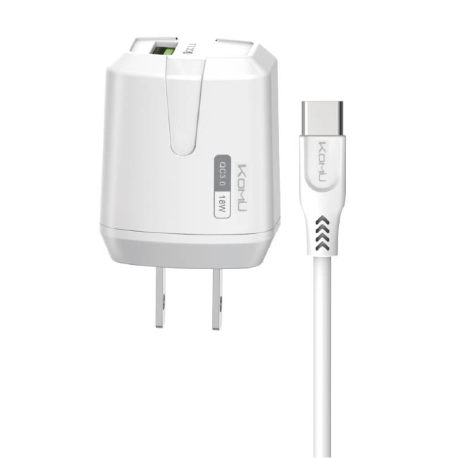 CARGADOR KOMU IPHONE 5,6,7 2.1 A CARGA RAPIDA BLANCO XCR0058 (Blanco)