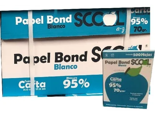 Papel Bond Scool Azul - Blanco T/C paquetes de 500 C/U