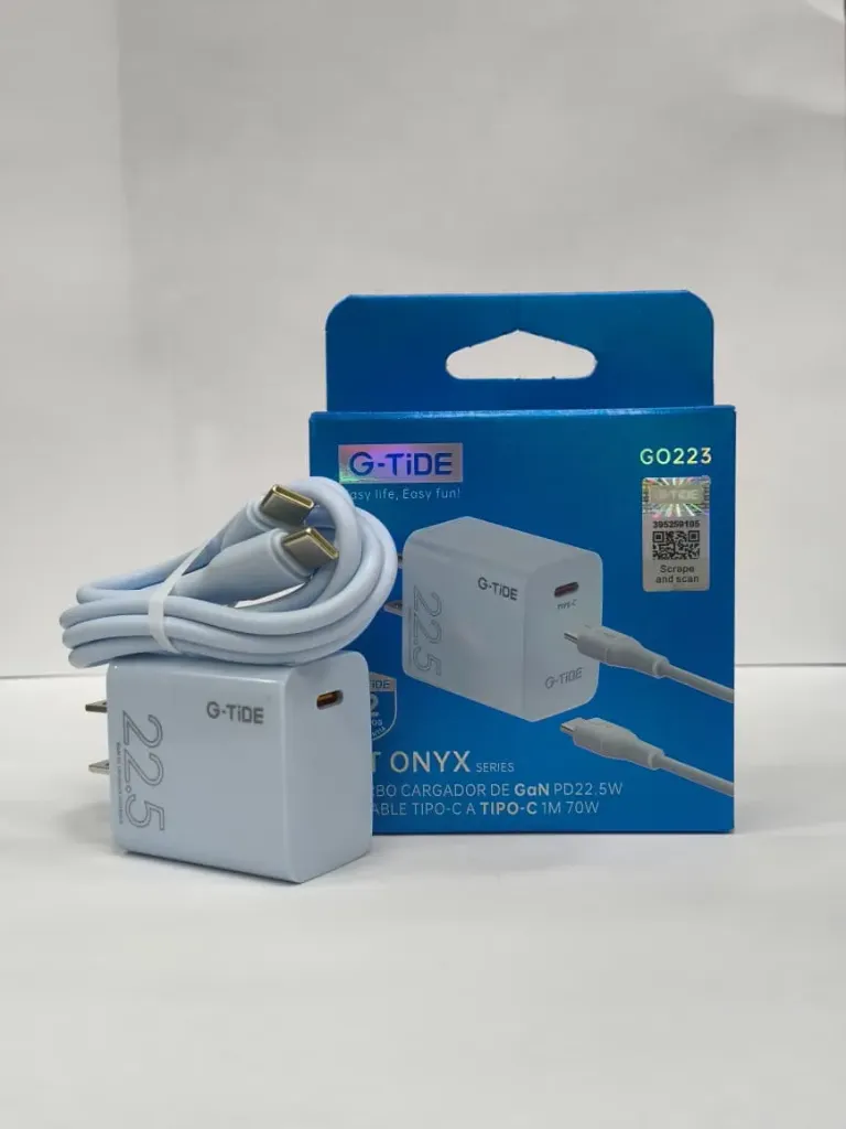 [130402] CARGADOR COMBO G-TIDE GO223 PD 22.5W CABLE 1M TIPO C A C (Azul)