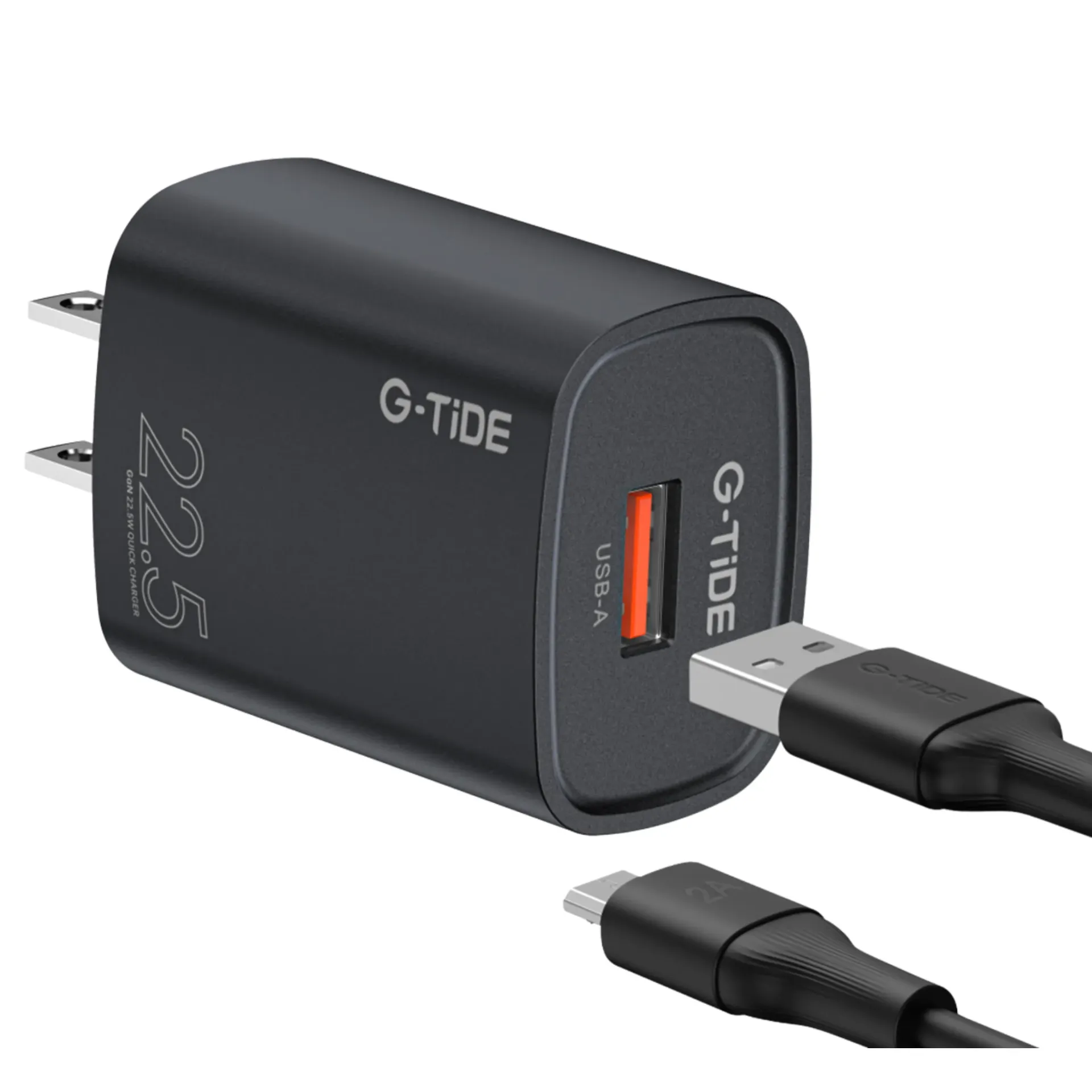 [131374] CARGADOR COMBO G-TIDE CH22A1 PD 22.5W  USB-A A TIPO C CABLE 1M NOM (Negro)