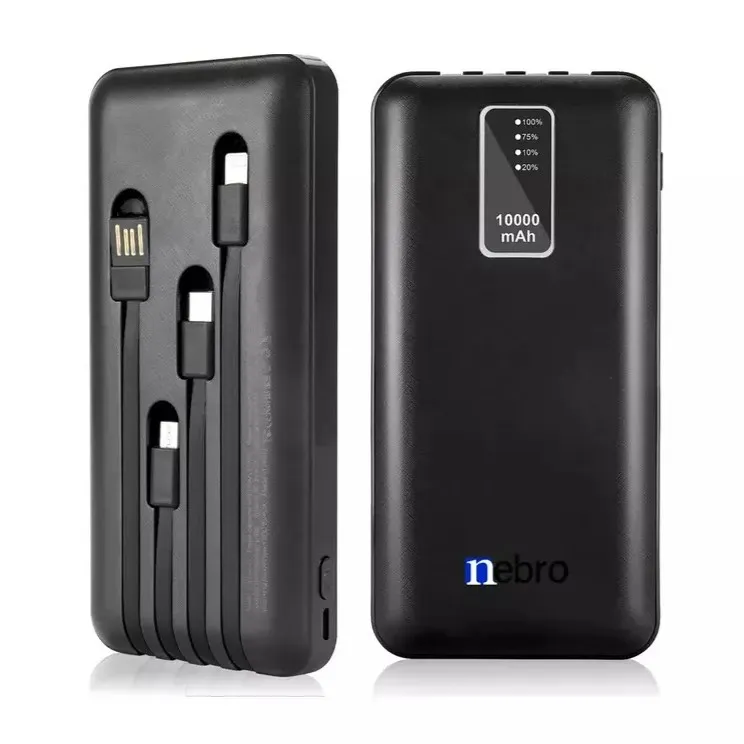 [111605] BATERIA EXTERNA NEBRO WB-014 10000MAH MULTICABLE (Negro)