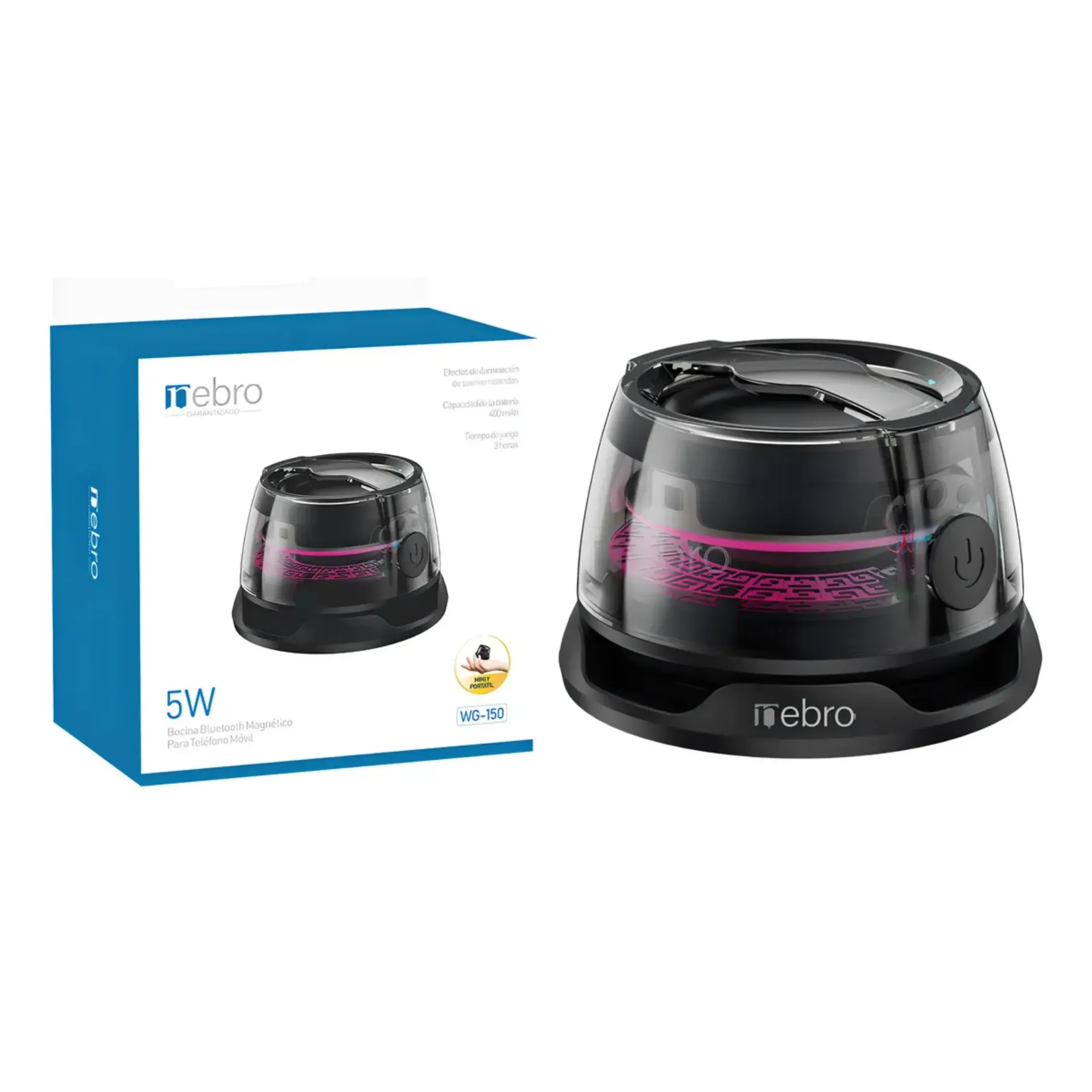 [130565] BOCINA NEBRO WG-150 MAGNETICA PARA TELEFONO MOVIL 5W (Negro)