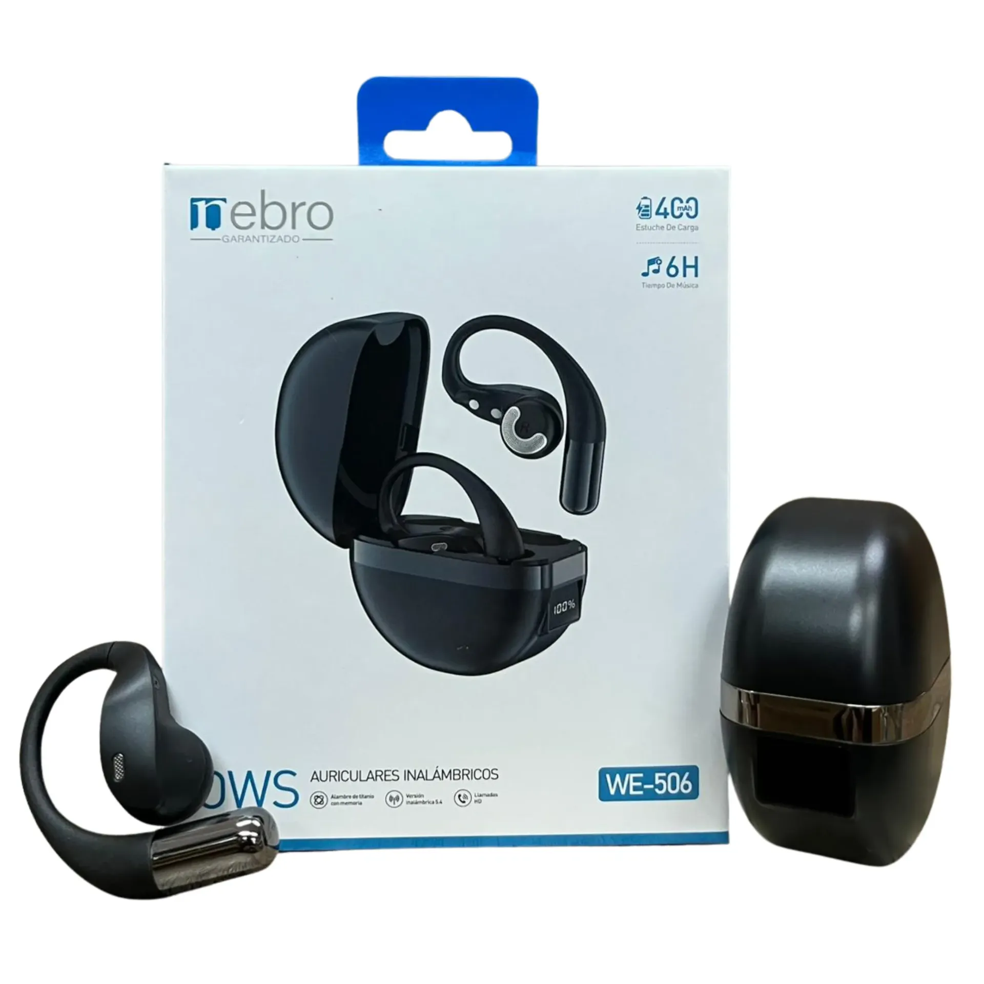 [131413] MANOS LIBRES NEBRO WE-506 V5.4 PUERTO DE CARGA TIPO-C 40MAH (Negro)