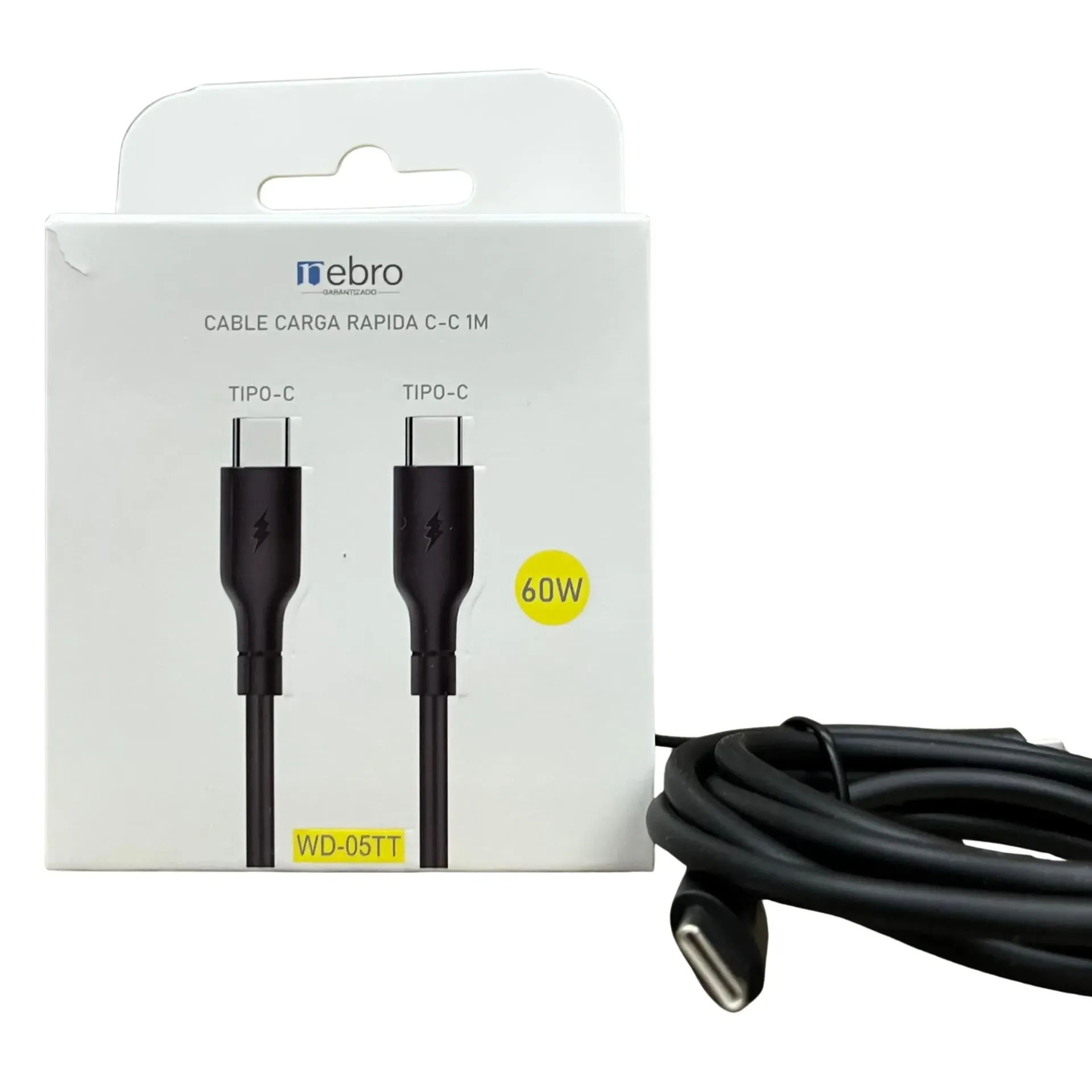 [125247] CABLE NEBRO WD-05TT PD-TIPO-C 60W 1M (Negro)