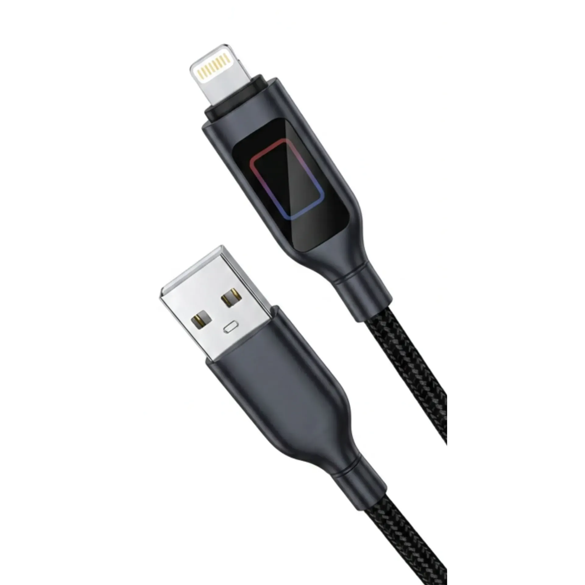 [130989] CABLE NEBRO WD-305L DATOS DE CARGA RAPIDA CON PANTALLA DIGITAL USB A LIGHTNING 2.4W 1.2M (Negro)