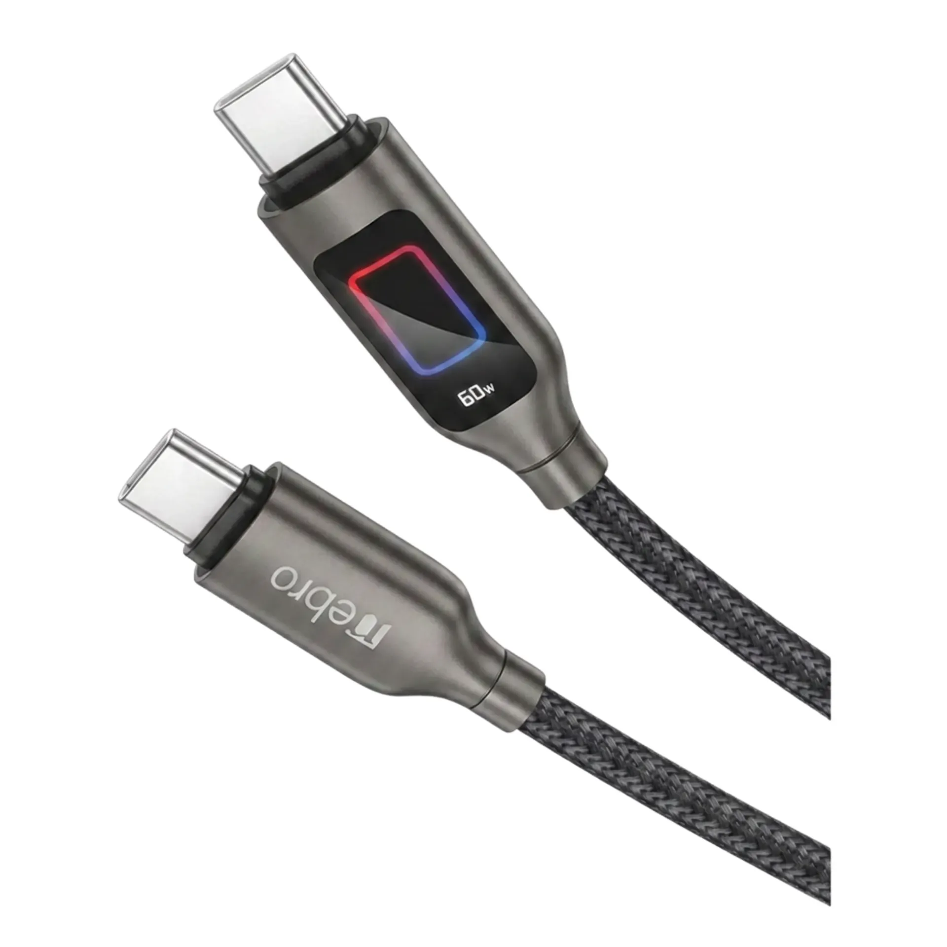 CABLE NEBRO WD-305TT PANTALLA DIGITAL TIPO-C A TIPO-C 60W 1.2M