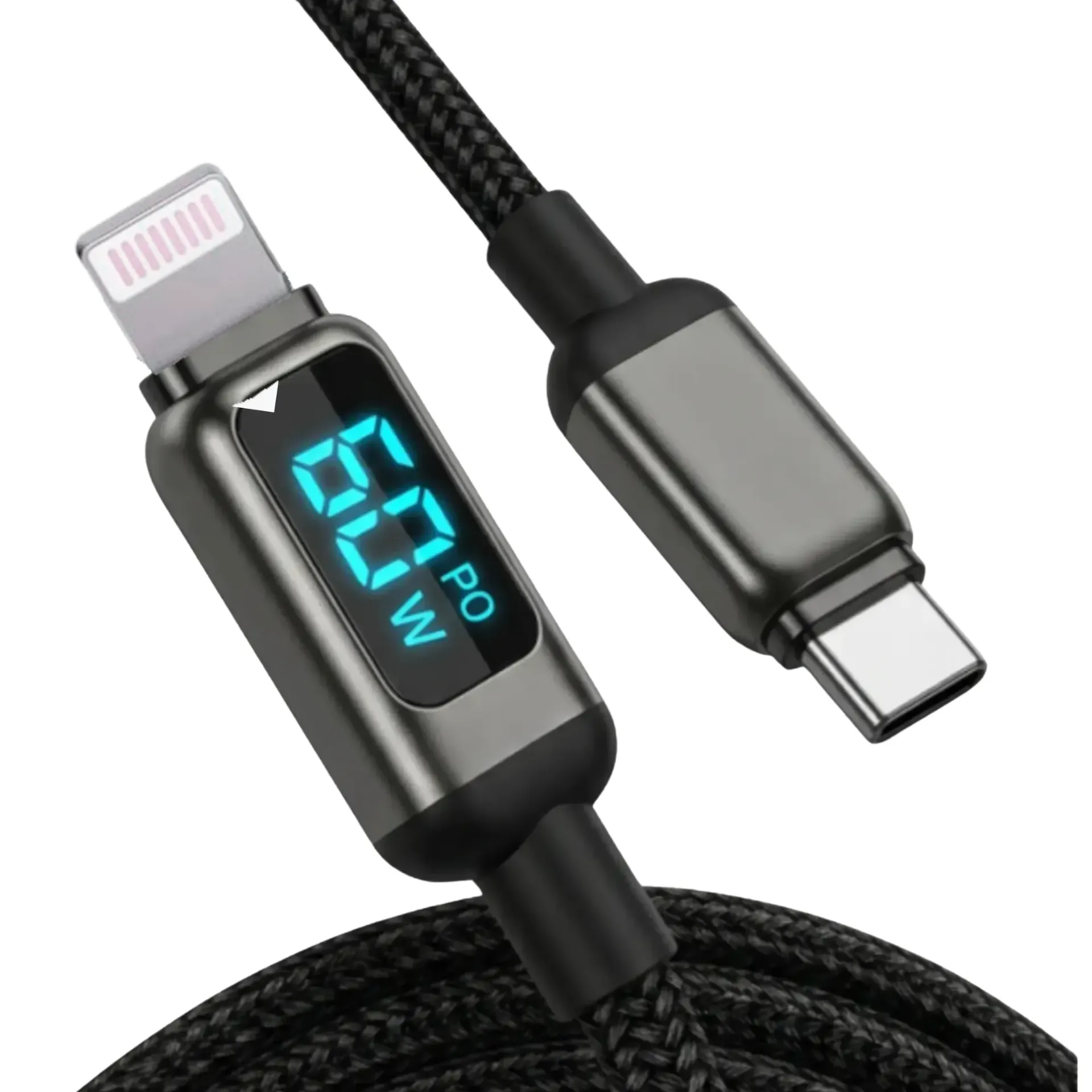 CABLE NEBRO WD-309TL DATOS TRENZADO DE CARGA RAPIDA TIPO-C A IPHONE 1.2M