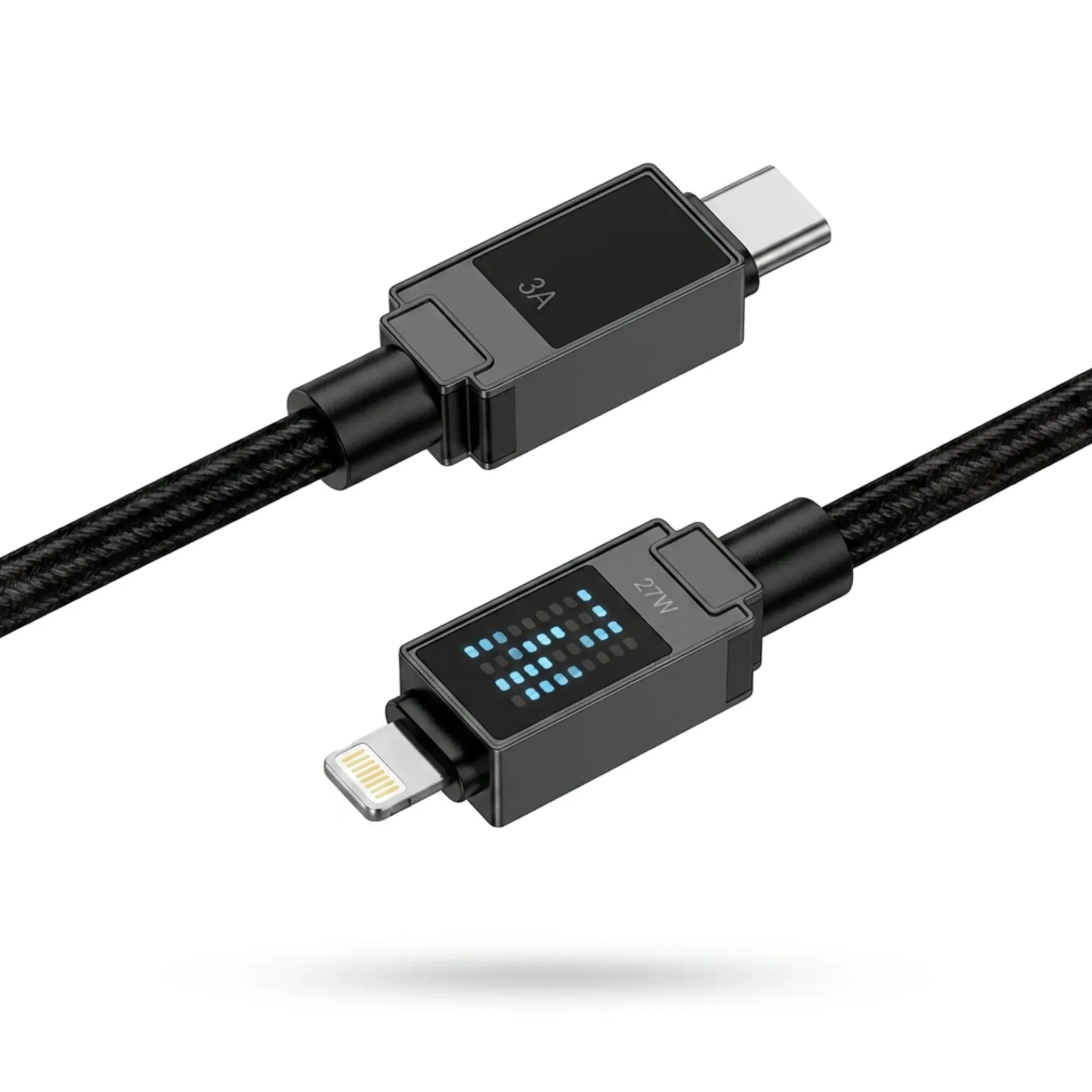 [131045] CABLE NEBRO WD-311TL CARGA RAPIDA TRENZADO TIPO-C A IP 27W 1.2M (Negro)