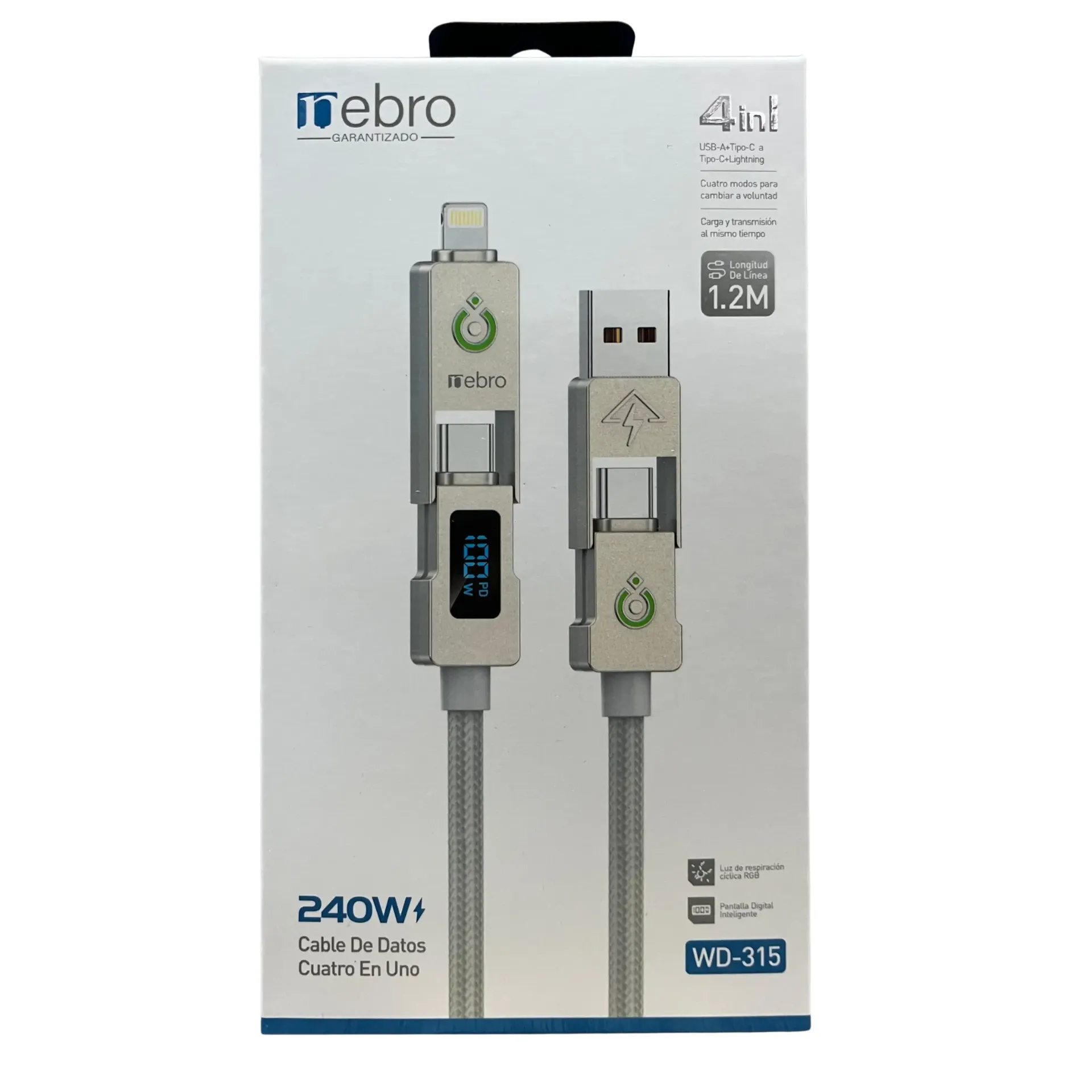 [131039] CABLE NEBRO WD-315 DATOS 4 EN 1 240W 1.2M (Gris)