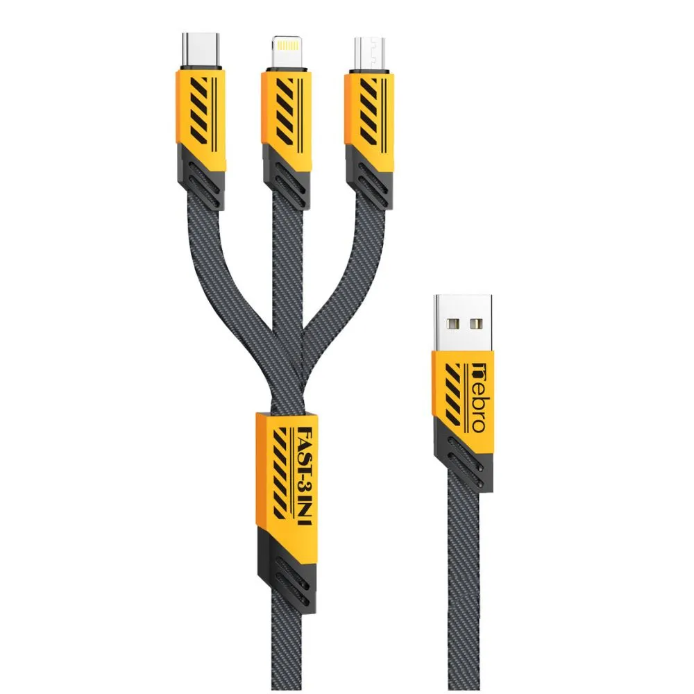 [131014] CABLE NEBRO WD-320 DATOS TRENZADO 3 EN 1 1.2M (Negro)