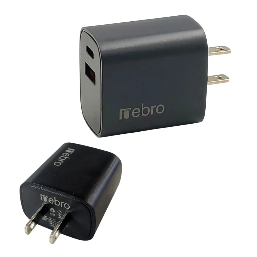 [131109] CARGADOR NEBRO VGA-051 CUBO DOBLE PUERTO USB-A + USB-C 12W SIN CABLE A GRANEL (Negro)