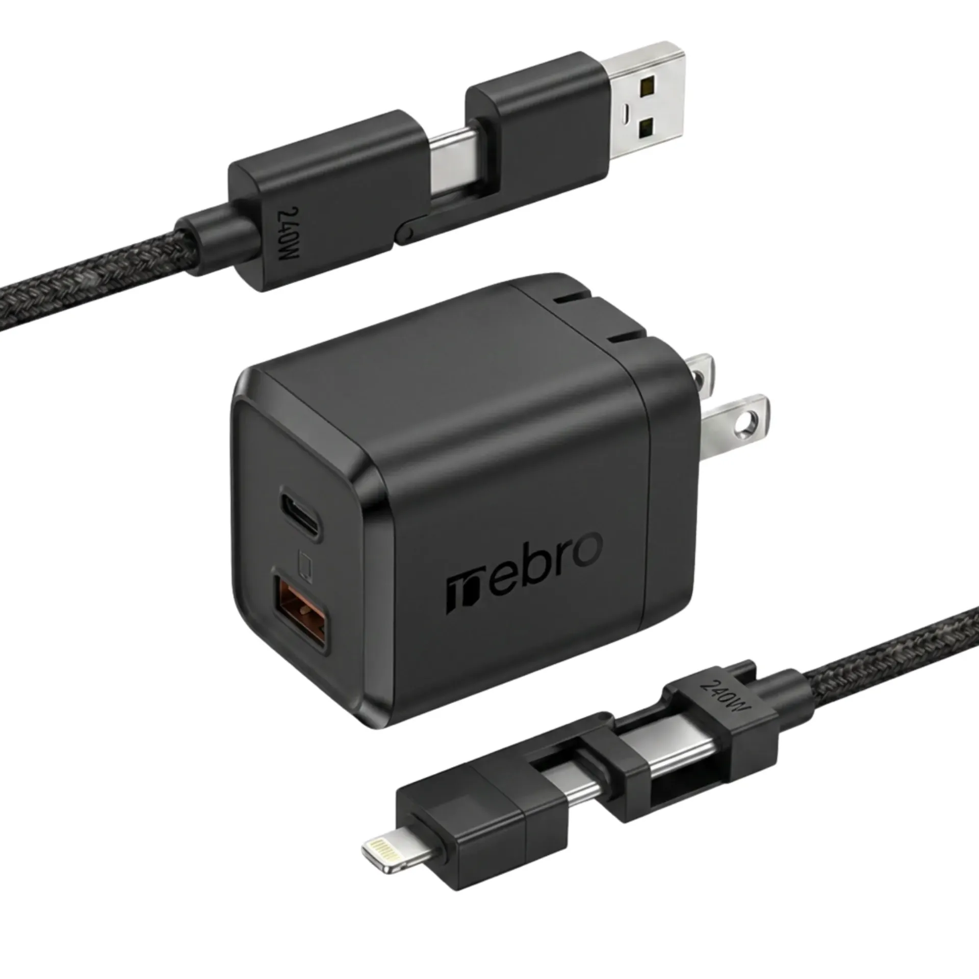 [131003] CARGADOR NEBRO VGA-206 COMBO DE PARED GAN 4 EN 1 70W (Negro)