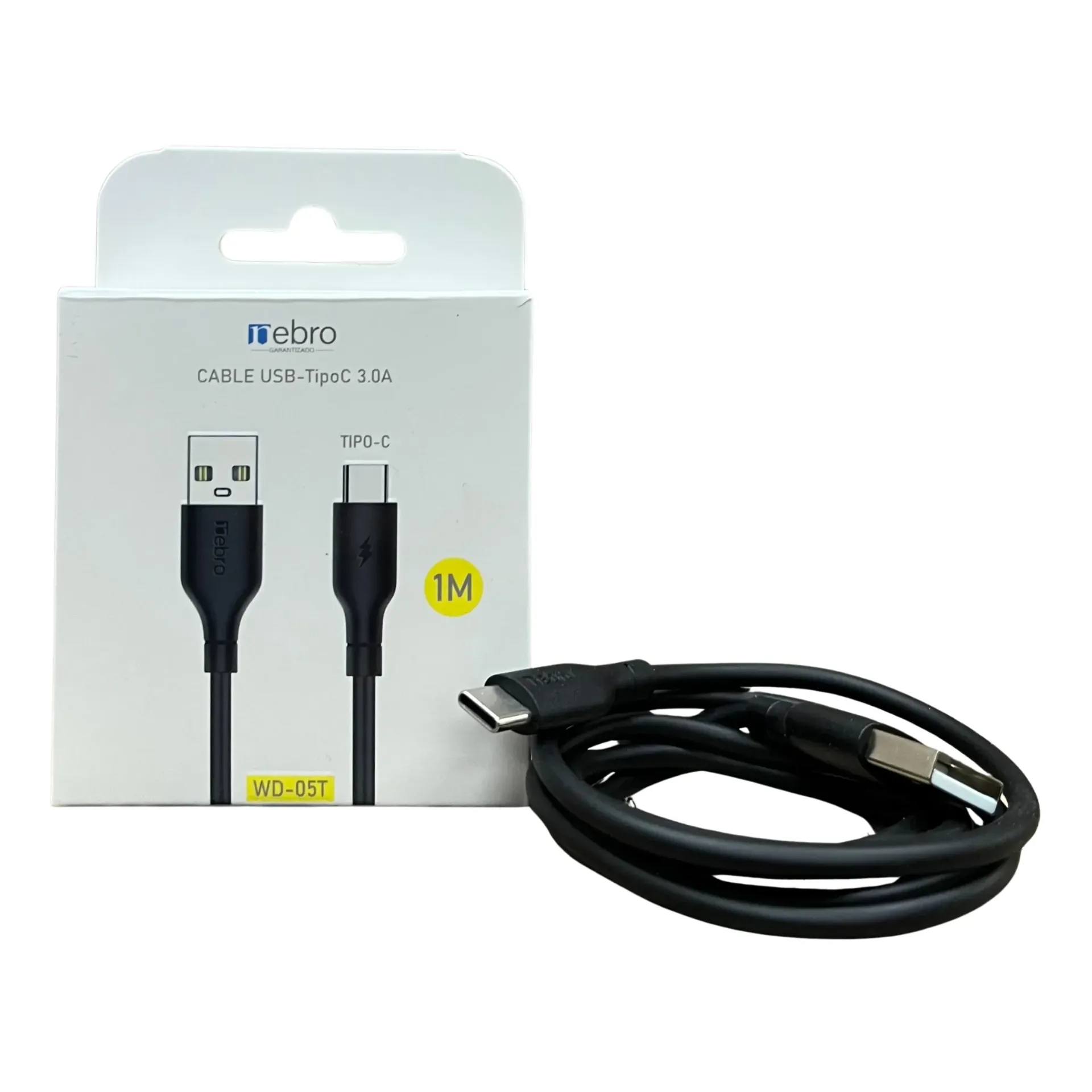[130225] CABLE NEBRO WD-05T USB-TIPO-C 3.0A 1M (Negro)