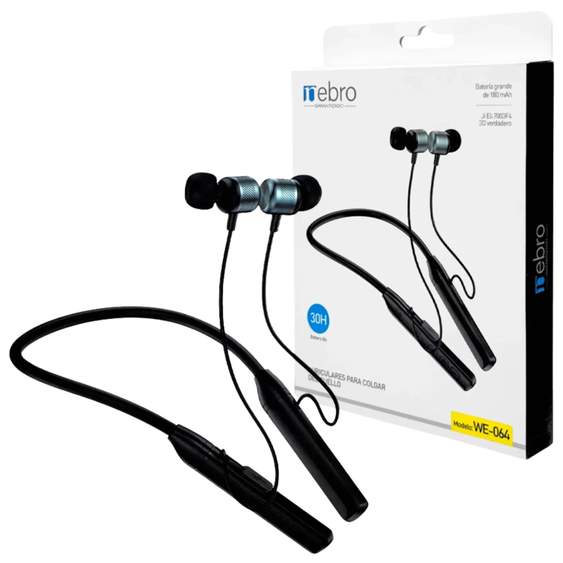 [130442] MANOS LIBRES NEBRO WE-064 180 MAH (Negro)